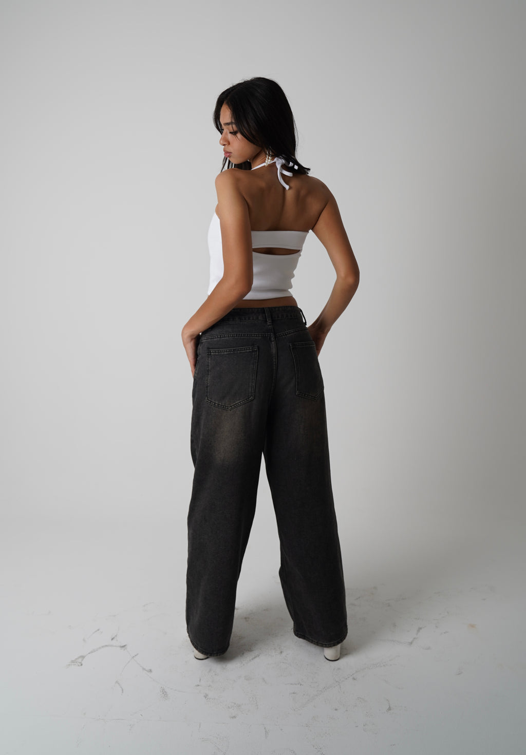 WAHHJ white halter cut-out top