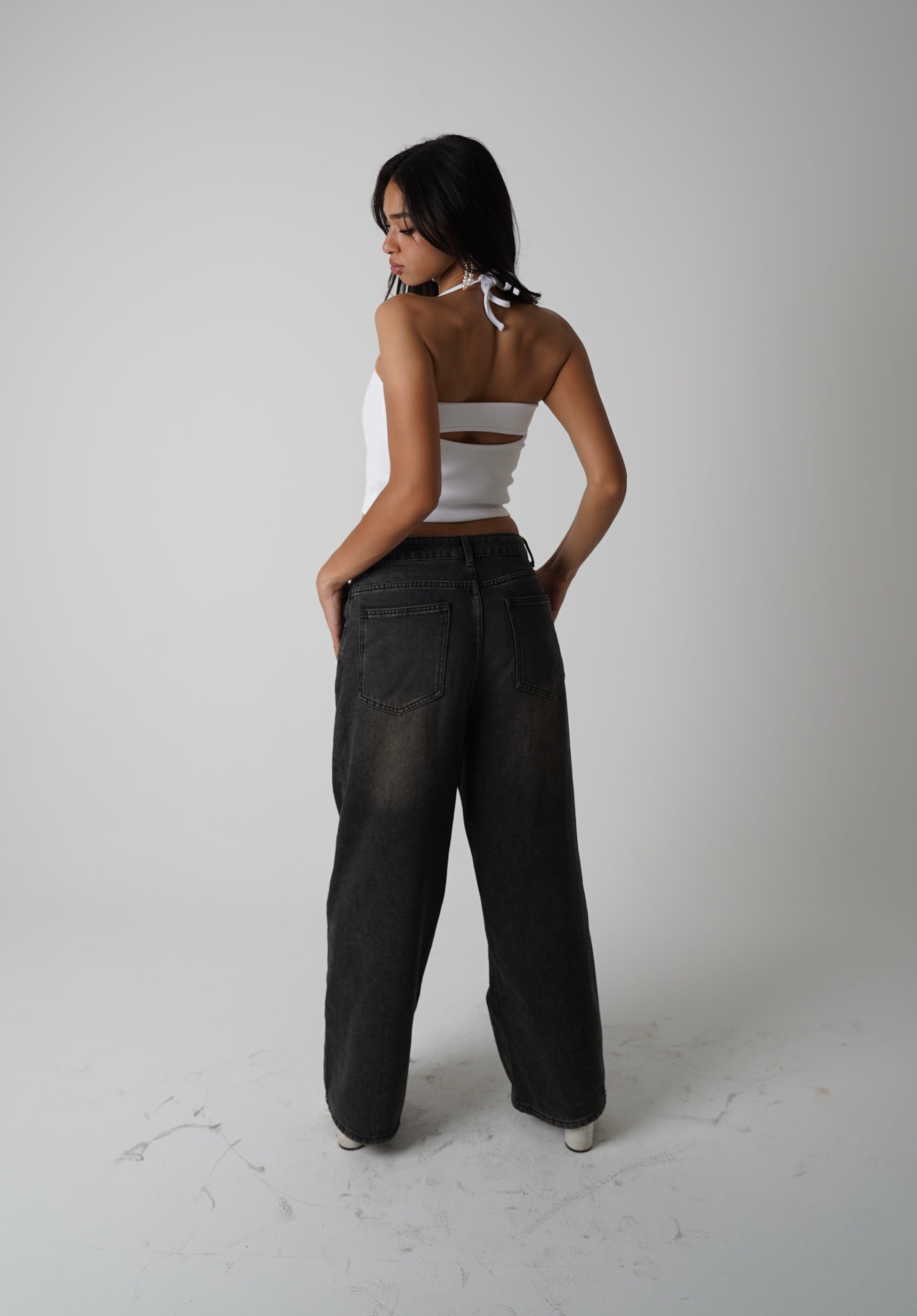 WAHHJ white halter cut-out top