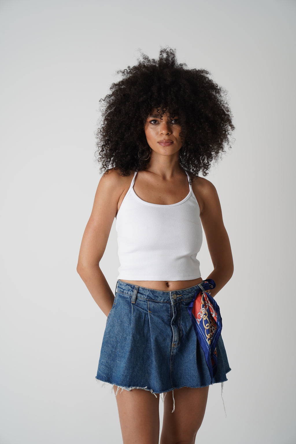 WAHHJ white halter cut-out top