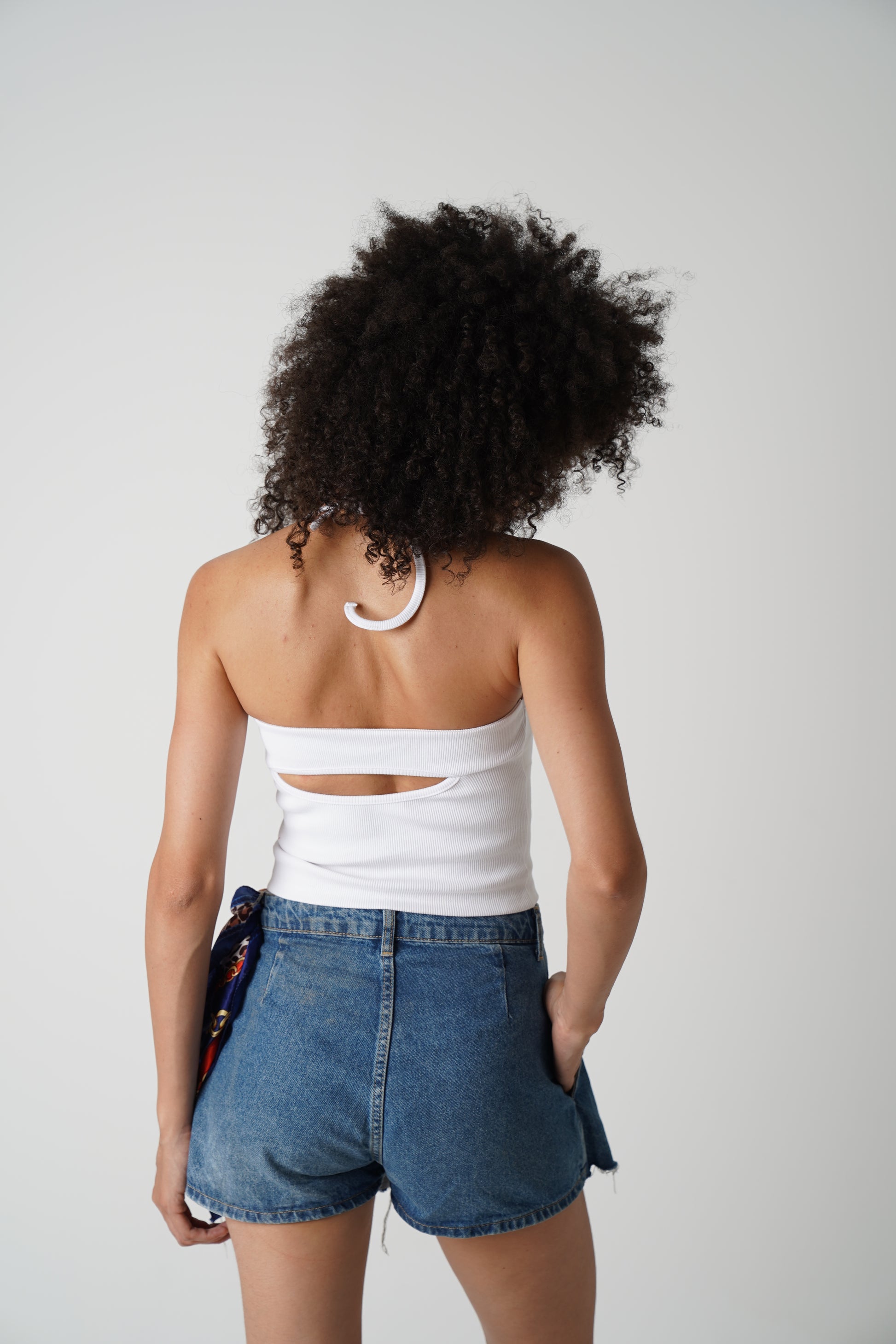WAHHJ white halter cut-out top