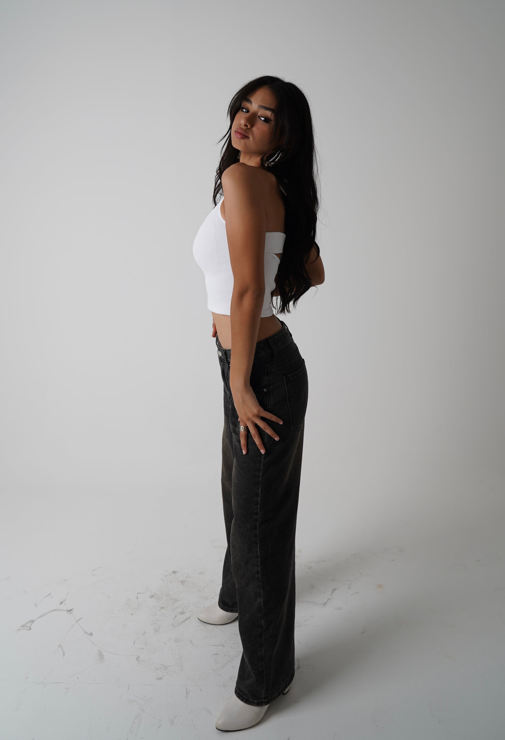 WAHHJ white halter cut-out top