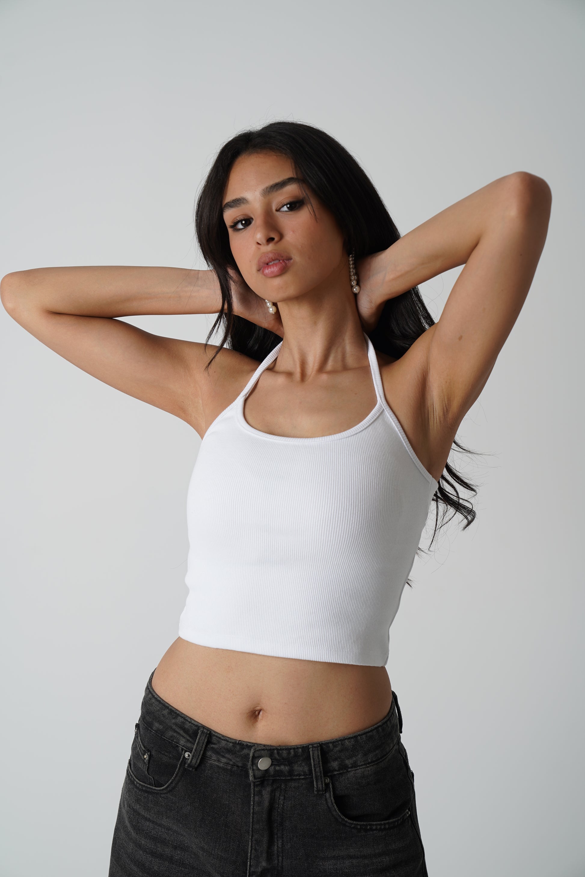 WAHHJ white halter cut-out top